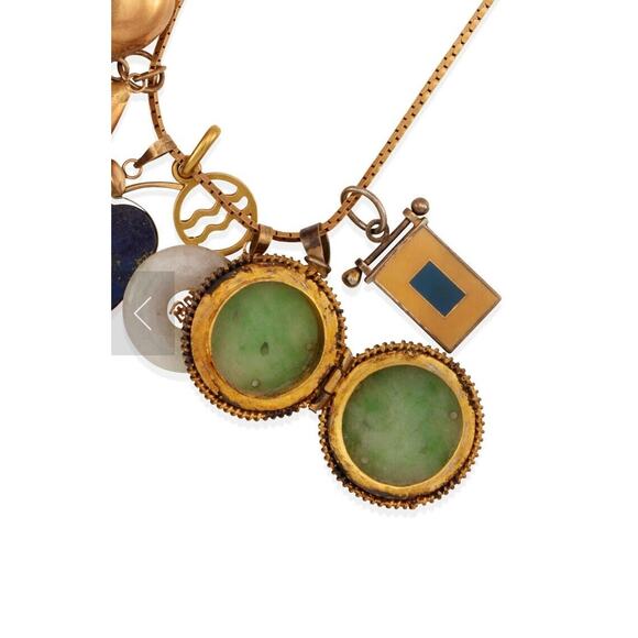 14K GOLD, SILVER AND GEM-SET CHARM NECKLACE - Picture 3 of 5